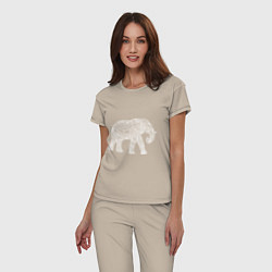 Пижама хлопковая женская Расписной слон, цвет: миндальный — фото 2