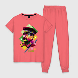 Пижама хлопковая женская Stalin Art, цвет: коралловый