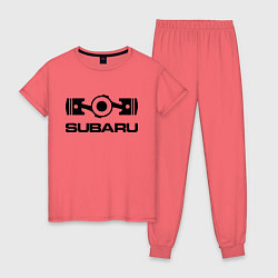 Пижама хлопковая женская Subaru, цвет: коралловый