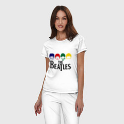 Пижама хлопковая женская The Beatles Heads, цвет: белый — фото 2