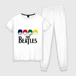 Пижама хлопковая женская The Beatles Heads, цвет: белый