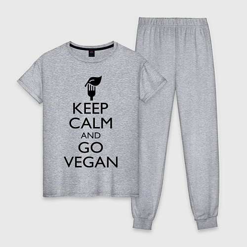 Женская пижама Keep Calm & Go Vegan / Меланж – фото 1