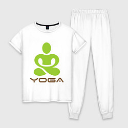 Пижама хлопковая женская Йога - это здоровье, цвет: белый