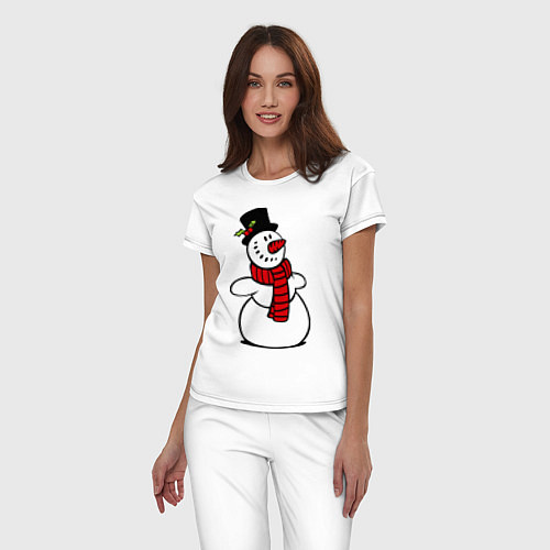 Женская пижама Весёлый снеговик / Белый – фото 3