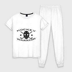 Пижама хлопковая женская Hockey warrior, цвет: белый