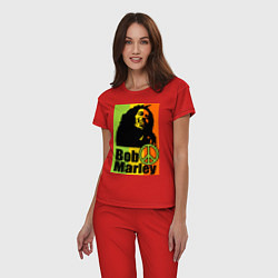 Пижама хлопковая женская Bob Marley: Jamaica, цвет: красный — фото 2