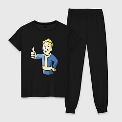 Пижама хлопковая женская Fallout vault boy, цвет: черный