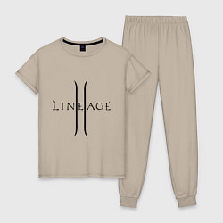 Пижама хлопковая женская Lineage logo, цвет: миндальный
