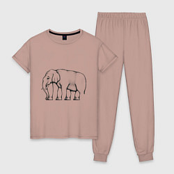 Пижама хлопковая женская Сколько ног у слона, цвет: пыльно-розовый