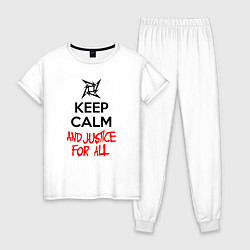 Пижама хлопковая женская Keep Calm & Justice For All, цвет: белый