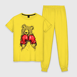 Пижама хлопковая женская Bear Boxing, цвет: желтый
