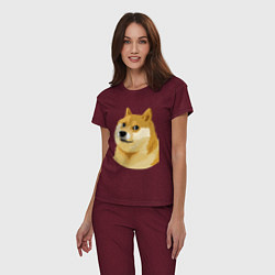 Пижама хлопковая женская Doge, цвет: меланж-бордовый — фото 2