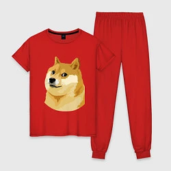 Пижама хлопковая женская Doge, цвет: красный