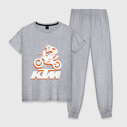 Пижама хлопковая женская KTM белый, цвет: меланж