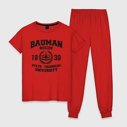 Пижама хлопковая женская BAUMAN University, цвет: красный
