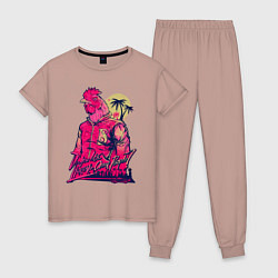 Пижама хлопковая женская Hooking Over People?, цвет: пыльно-розовый
