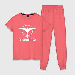Пижама хлопковая женская Tiesto, цвет: коралловый