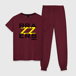Пижама хлопковая женская Brazzers Bros, цвет: меланж-бордовый