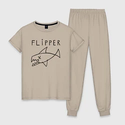 Пижама хлопковая женская Flipper, цвет: миндальный