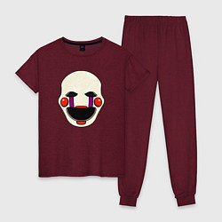 Пижама хлопковая женская Puppet FNAF Марионетка, цвет: меланж-бордовый