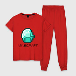 Пижама хлопковая женская Minecraft Diamond, цвет: красный