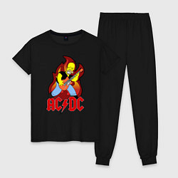 Пижама хлопковая женская AC/DC Homer, цвет: черный