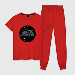 Пижама хлопковая женская Arctic Monkeys: Black, цвет: красный