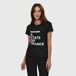 Пижама хлопковая женская Together in A State of Trance, цвет: черный — фото 2