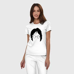 Пижама хлопковая женская John Lennon: Minimalism, цвет: белый — фото 2