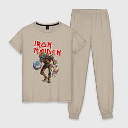 Пижама хлопковая женская Iron Maiden: Zombie, цвет: миндальный