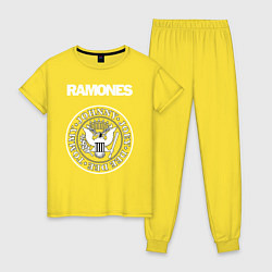 Пижама хлопковая женская Ramones, цвет: желтый