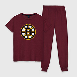Пижама хлопковая женская Boston Bruins, цвет: меланж-бордовый