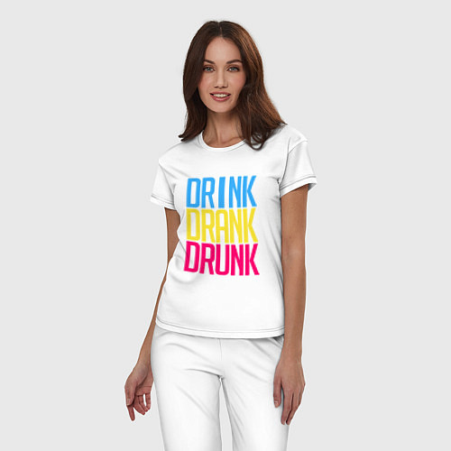 Женская пижама Drink Drank Drunk / Белый – фото 3