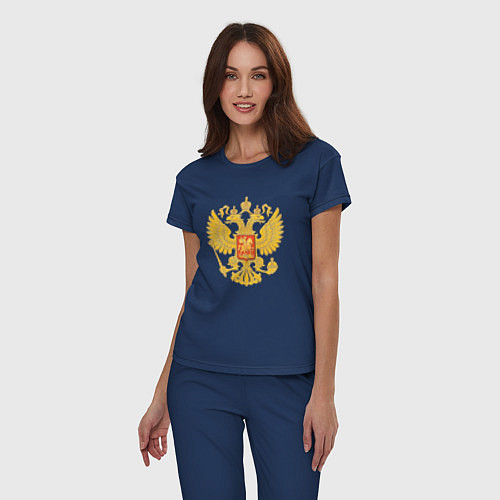 Женская пижама Герб России: золото / Тёмно-синий – фото 3