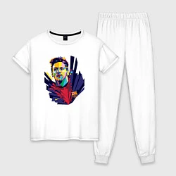 Пижама хлопковая женская Messi Art, цвет: белый