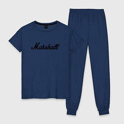 Пижама хлопковая женская Marshall logo, цвет: тёмно-синий