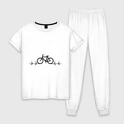 Пижама хлопковая женская Велоспорт, цвет: белый