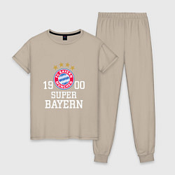 Пижама хлопковая женская Super Bayern 1900, цвет: миндальный