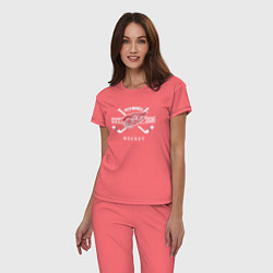 Пижама хлопковая женская Detroit Red Wings: Est.1926, цвет: коралловый — фото 2