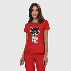 Пижама хлопковая женская Raccoon: Hug me, цвет: красный — фото 2