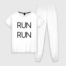 Пижама хлопковая женская BTS: RUN RUN, цвет: белый