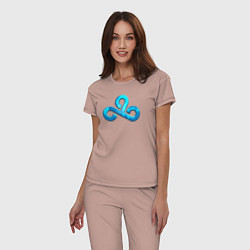 Пижама хлопковая женская Cloud9 Foil Металлический эффект, цвет: пыльно-розовый — фото 2
