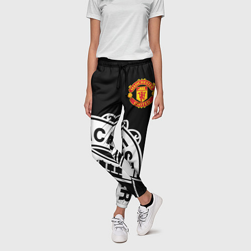 Женские брюки Man United: Black Collection / 3D-принт – фото 3