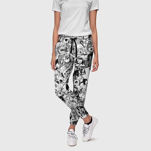 Женские брюки Ahegao: Black & White / 3D-принт – фото 3
