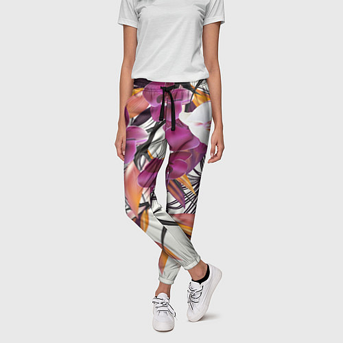 Женские брюки Fashion Flowers / 3D-принт – фото 3