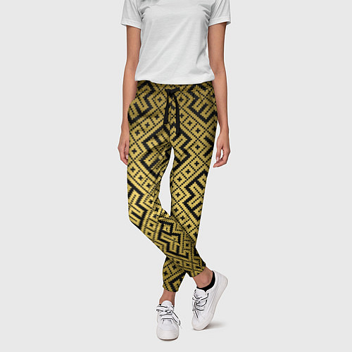 Женские брюки Обереги cлавян: золотая / 3D-принт – фото 3