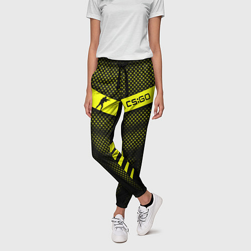 Женские брюки CS:GO Yellow Carbon / 3D-принт – фото 3