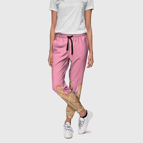 Женские брюки Розовое мороженное / 3D-принт – фото 3