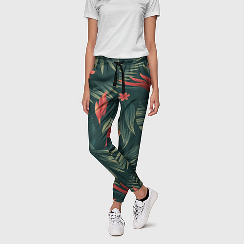 Женские брюки Зеленые тропики / 3D-принт – фото 3