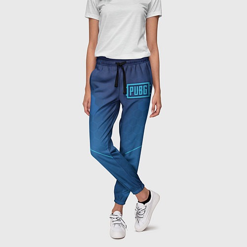 Женские брюки PUBG: Blue Hexagons / 3D-принт – фото 3